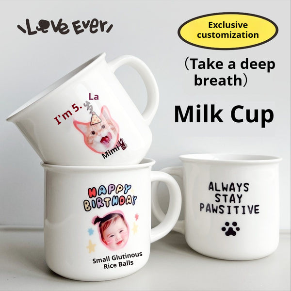 Customized milk mark cup creative design cat dog pet baby avatar photo birthday wedding anniversary gift