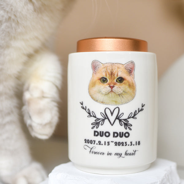 Pet memorial urn, cremation box for cat and dog ashes, ceramic funeral supplies, photo frame, coffin, candlestick
