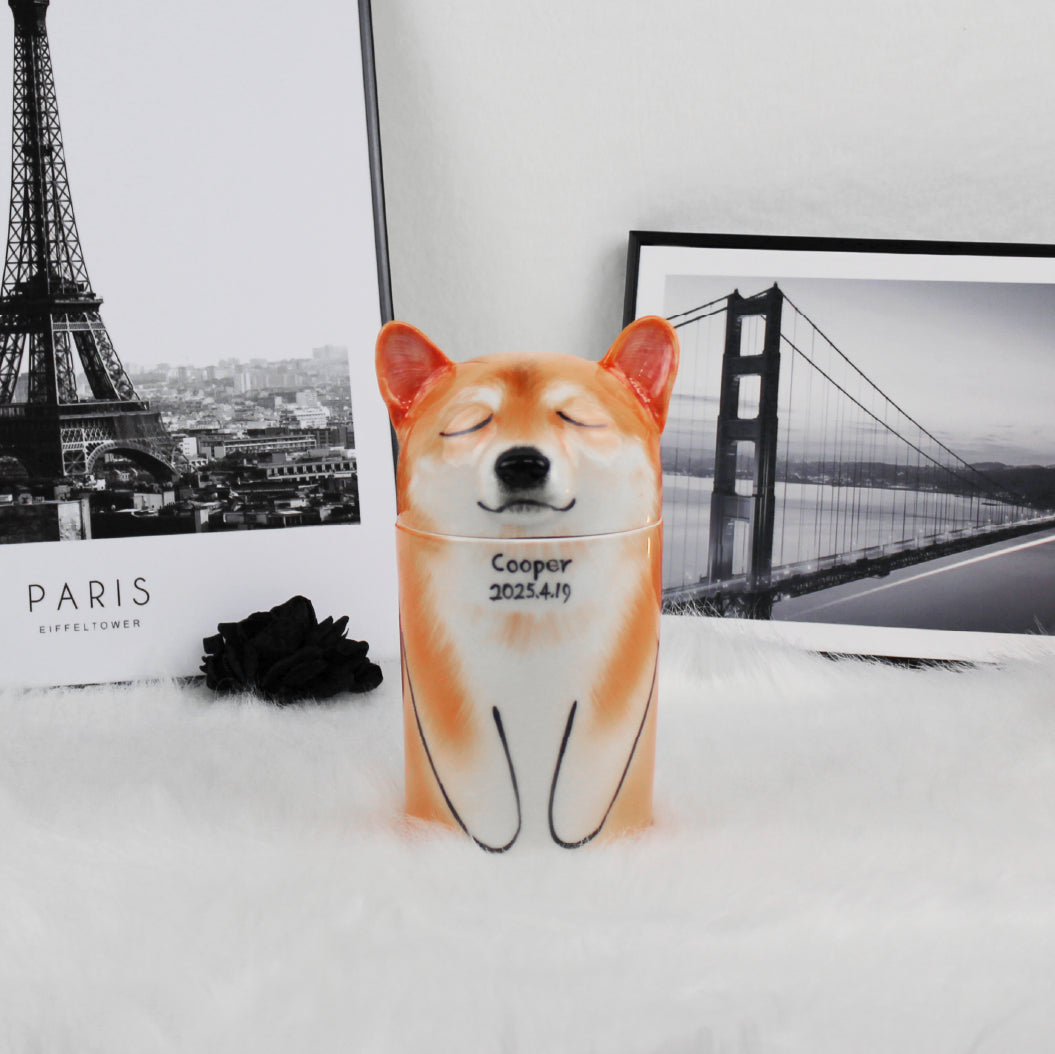 Personalized dog memorial urn