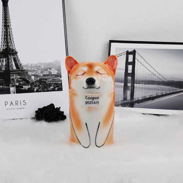 Personalized dog memorial urn