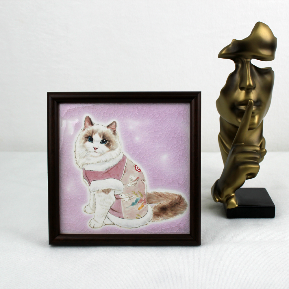 Personalized ceramic dog portrait framed keepsake