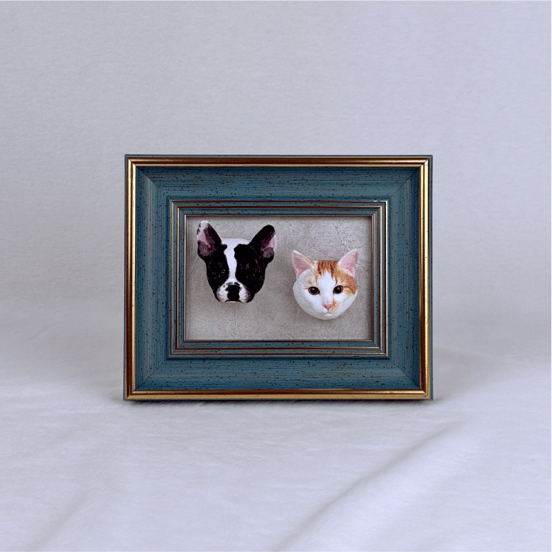 custom pet plaster photo frame with two models