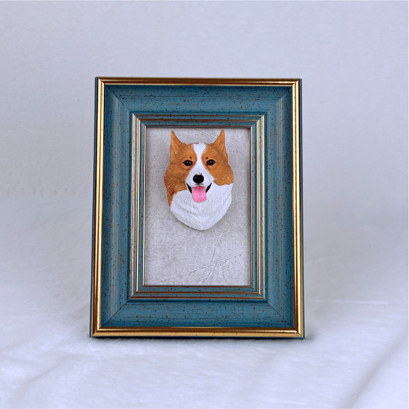hand-painted pet plaster photo frame with wooden frame