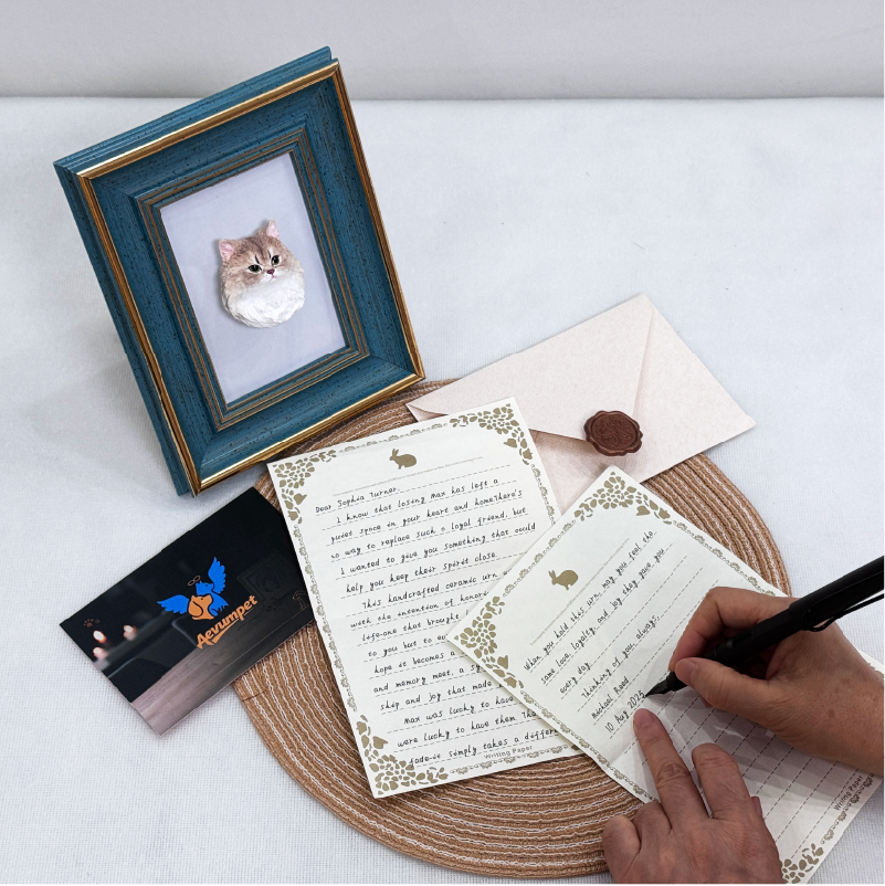 pet plaster photo frame with handwritten message card