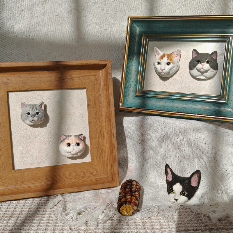 lifelike pet plaster photo frame model keepsake