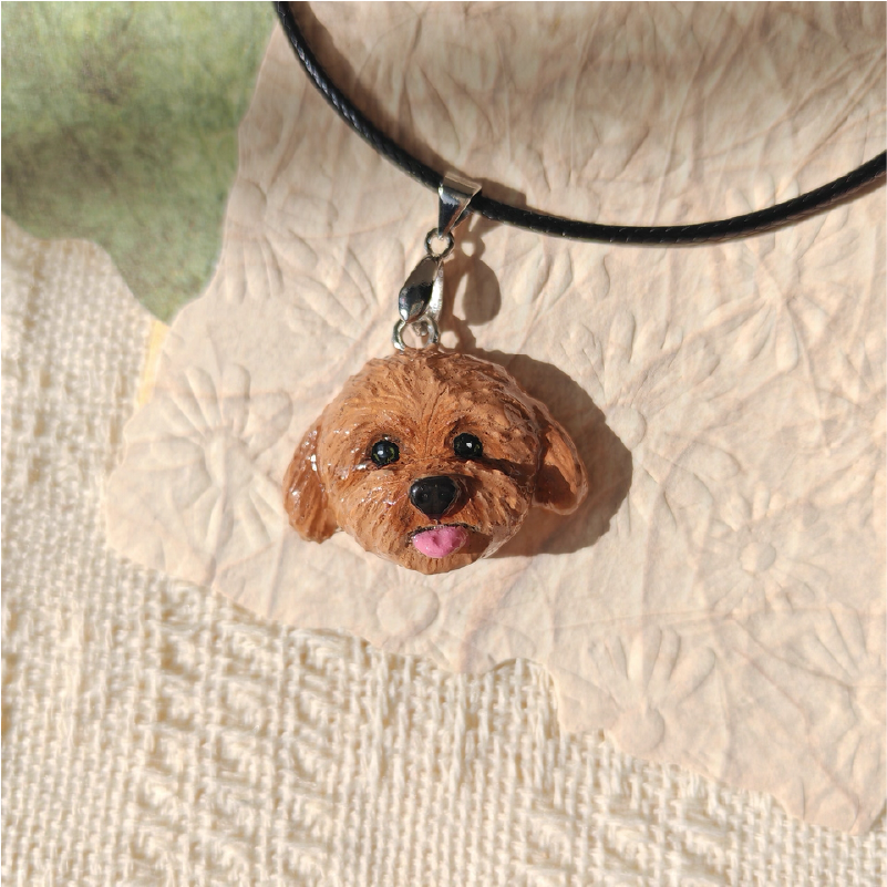 Custom dog plaster necklace handmade jewelry 
