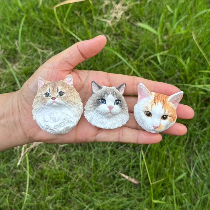 set of three pet plaster refrigerator magnets