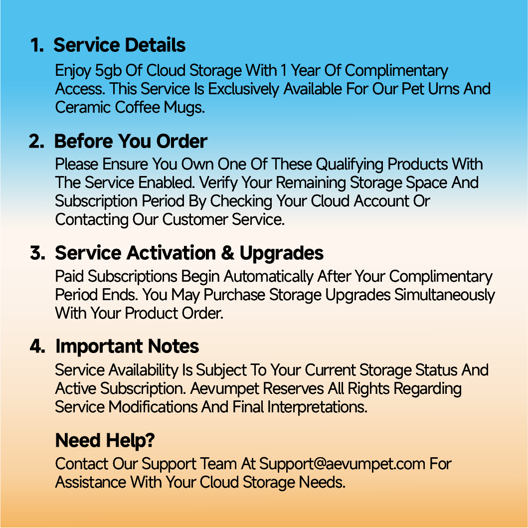 Cloud Storage Upgrade for Pet Urns
